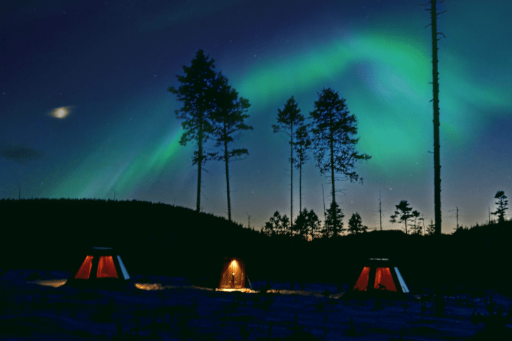 a sunset in the background