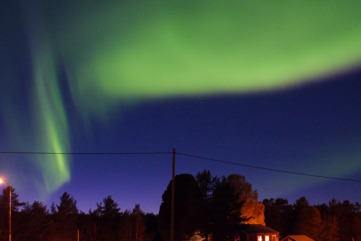 green aurora boreal in Sweden