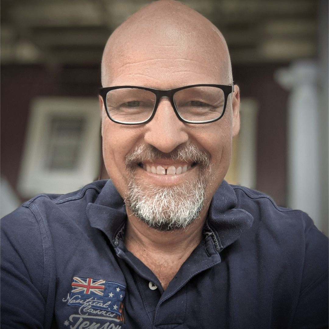 a man wearing glasses